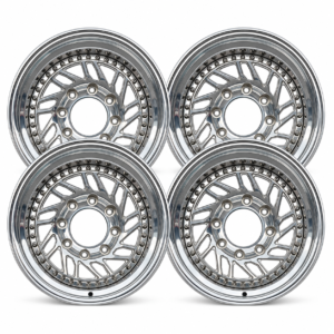 Set of four polished T6061-T6 two-piece forged alloy wheels