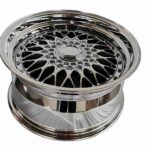 19 inch 8J Hyper Black one-piece forged alloy wheel, top angle view